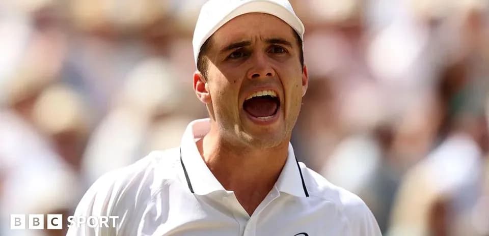 Tennis player celebrating during a match