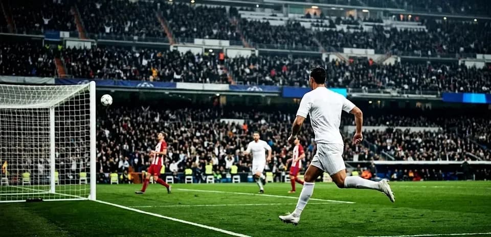 Cristiano Ronaldo scoring against Atlético Madrid in match