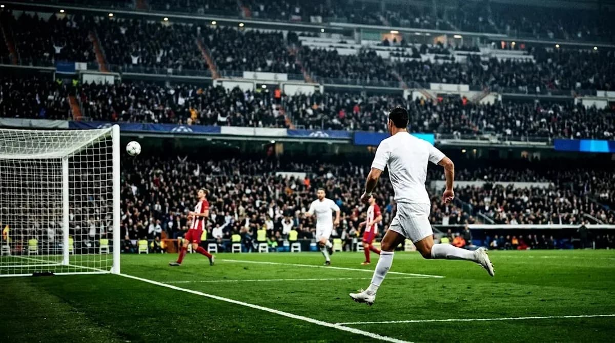 Cristiano Ronaldo scoring against Atlético Madrid in match