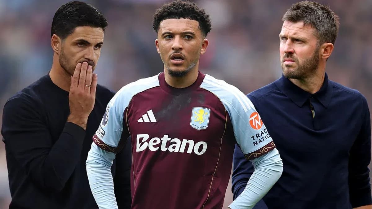 Aston Villa player with two coaches on the sidelines