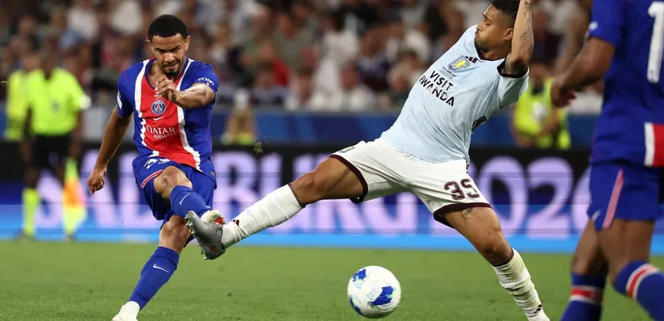 Player attempting to kick the ball during match