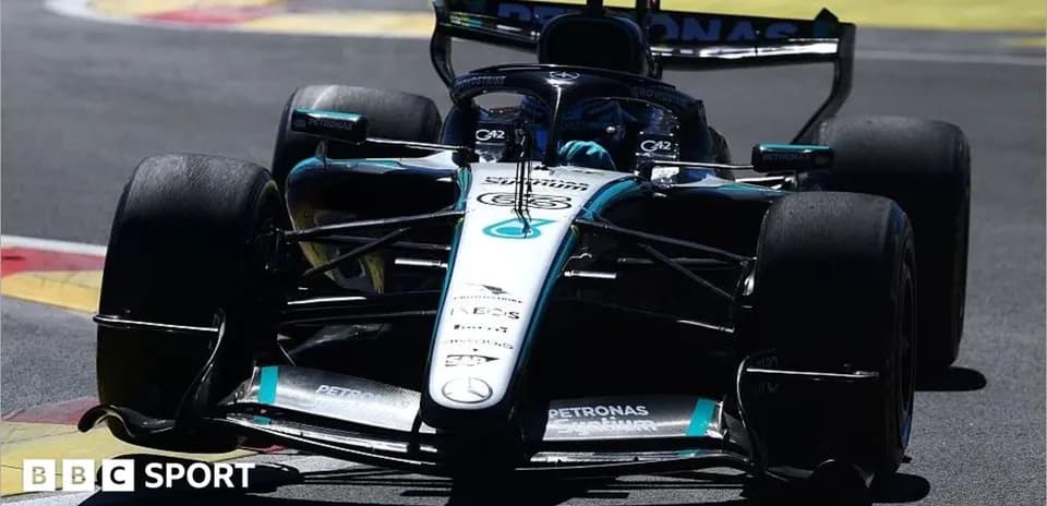 Mercedes F1 car racing on track during event