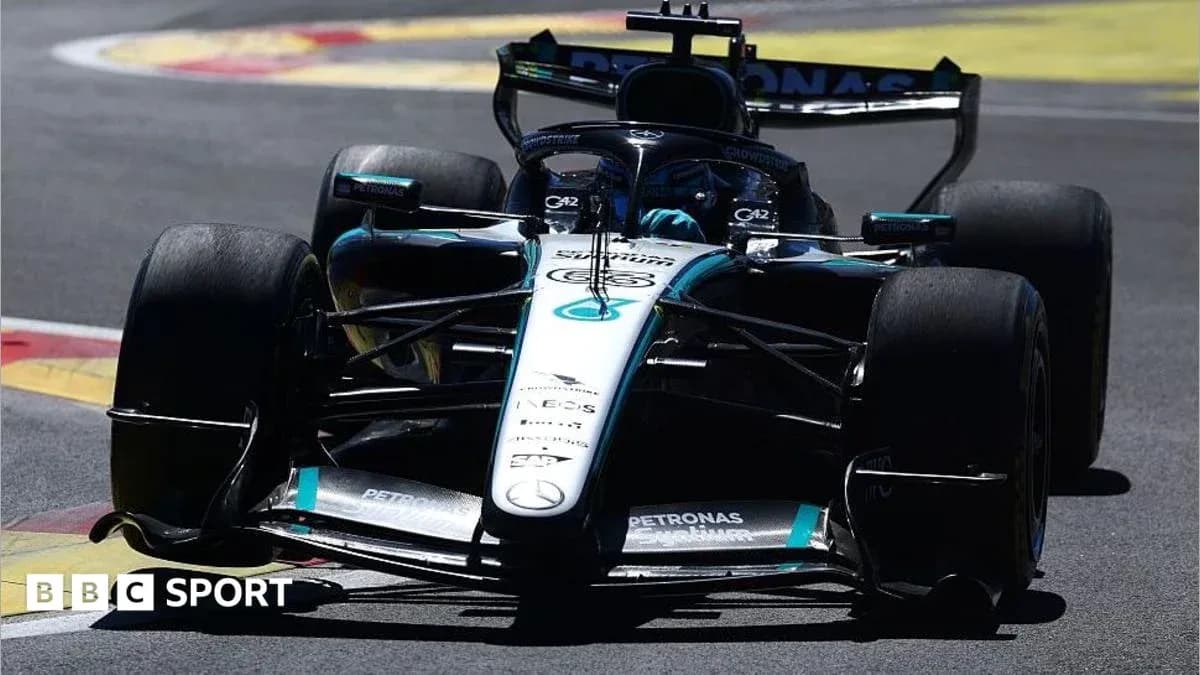 Mercedes F1 car racing on track during event