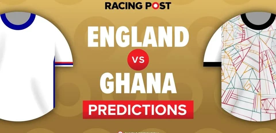 England and Ghana jerseys with match predictions text