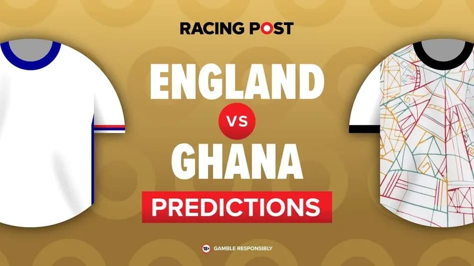 England and Ghana jerseys with match predictions text