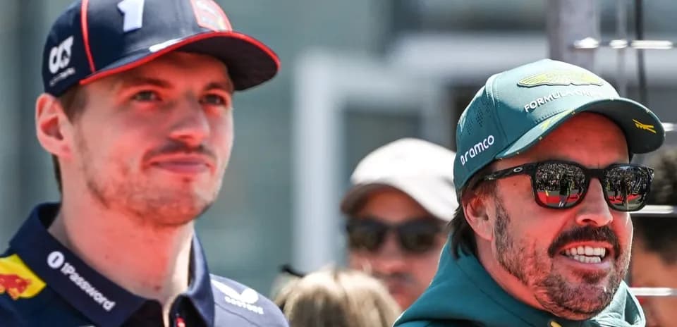 Max Verstappen and Fernando Alonso at event