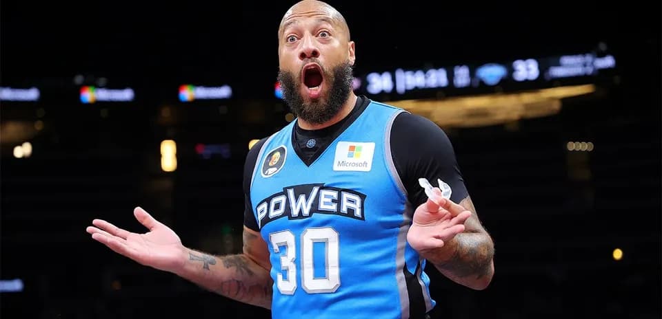 Basketball player reacting during a game