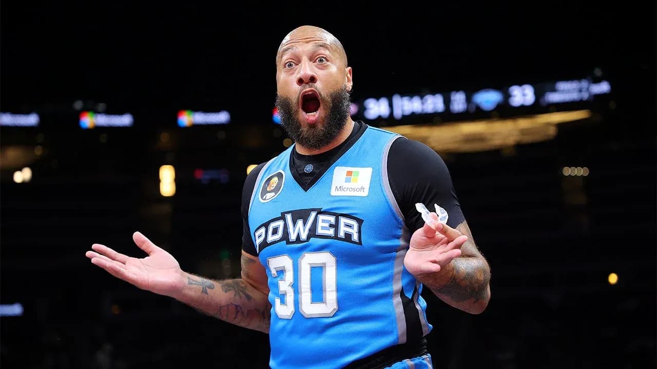 Basketball player reacting during a game