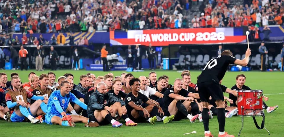 FIFA World Cup 2026 celebration by players sitting