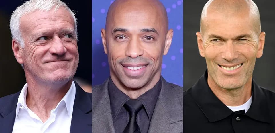 Three football personalities posing for the camera