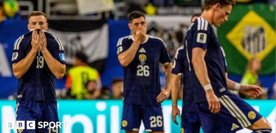 Scottish players reacting after a match defeat