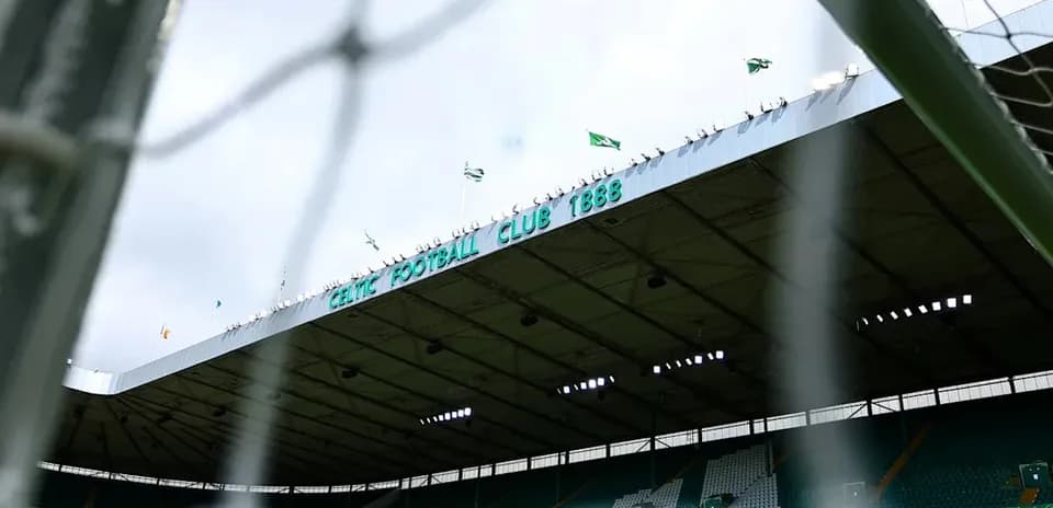 Celtic Park stadium view from behind goal net