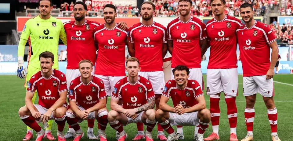 Wrexham AFC team posing for group photo