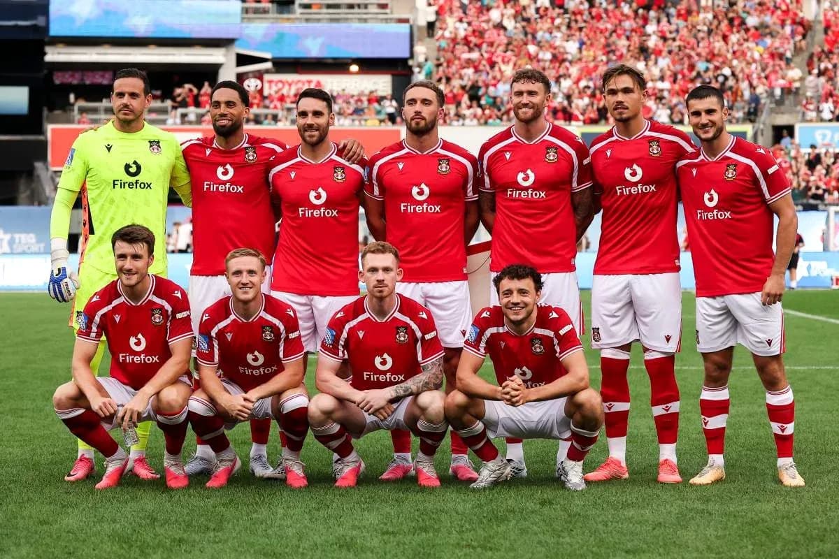 Wrexham AFC team posing for group photo