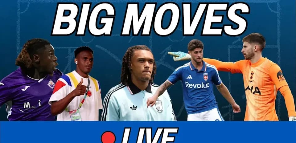Five football players featured in transfer news graphic