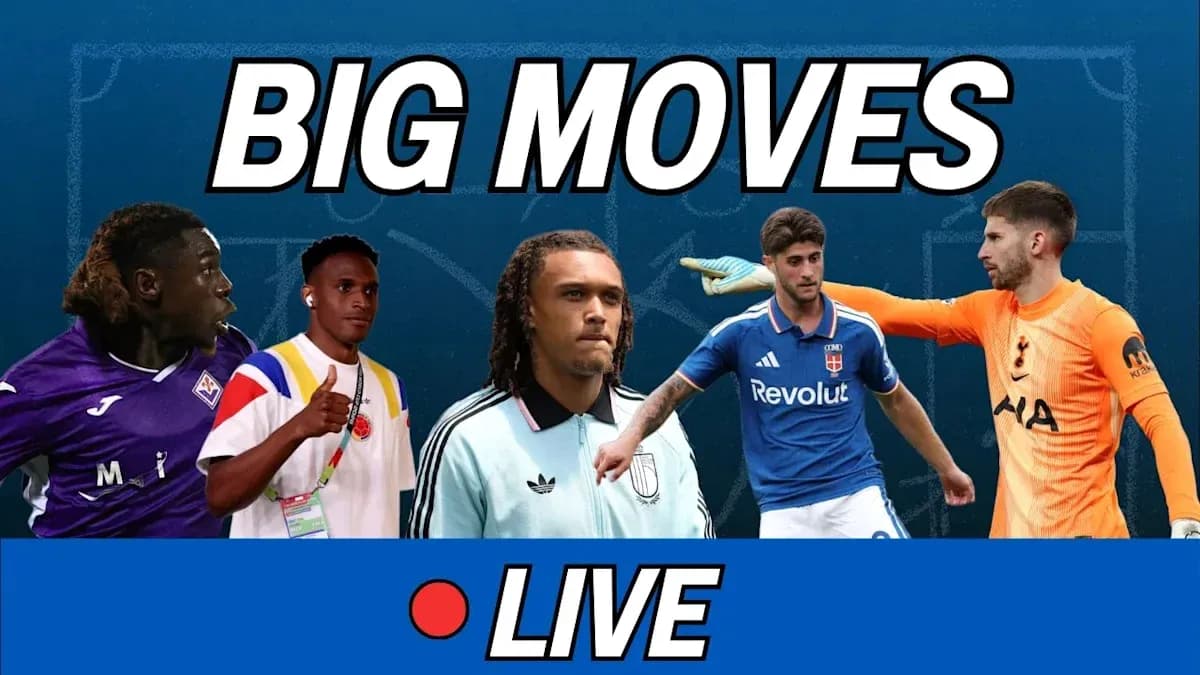 Five football players featured in transfer news graphic