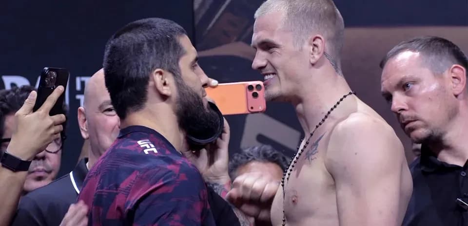 Fighters facing off during weigh-in event