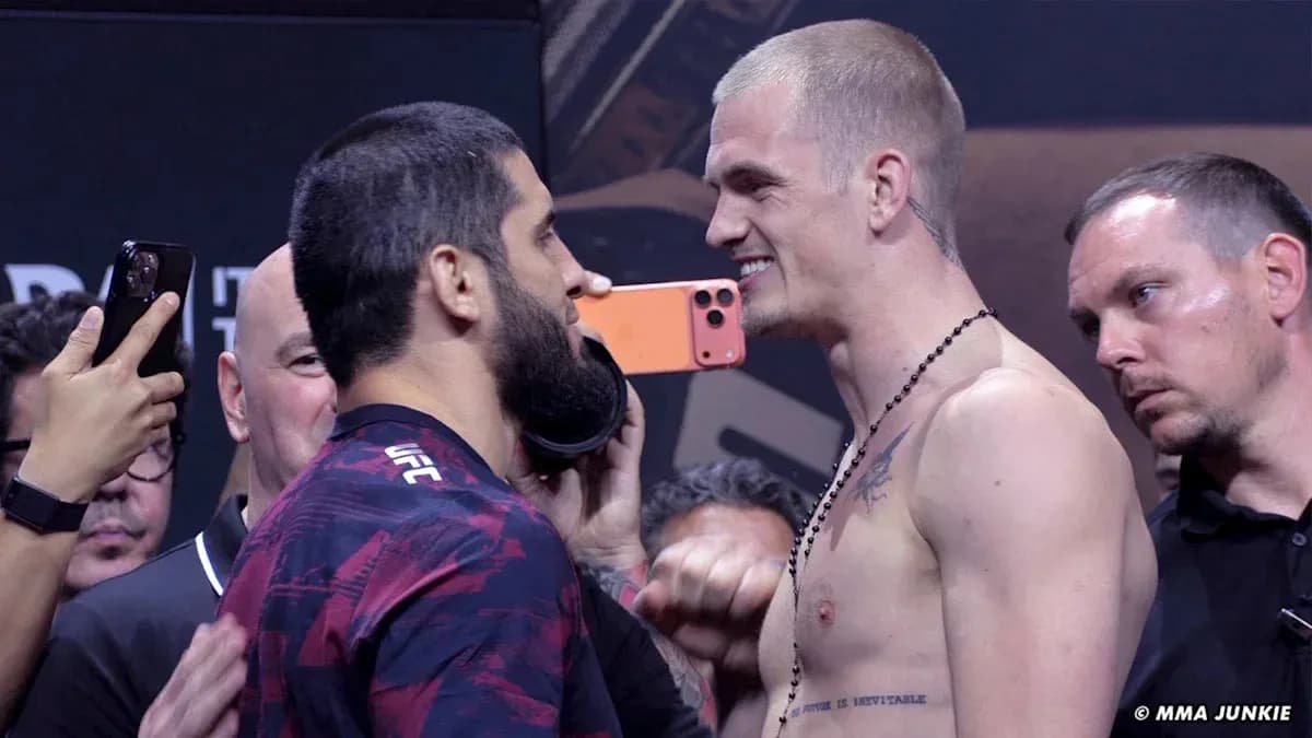 Fighters facing off during weigh-in event