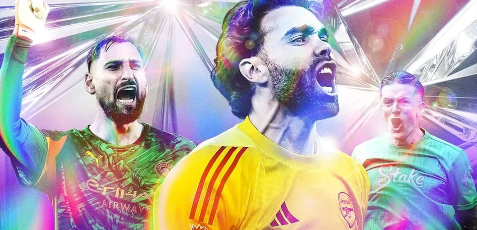 Goalkeepers celebrating in vibrant, colorful montage