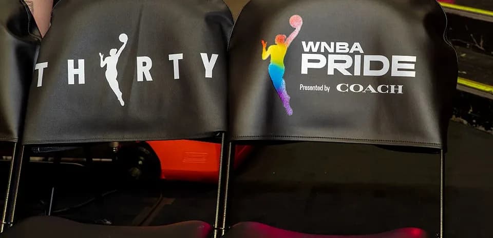Chairs with WNBA Pride and Thirty branding