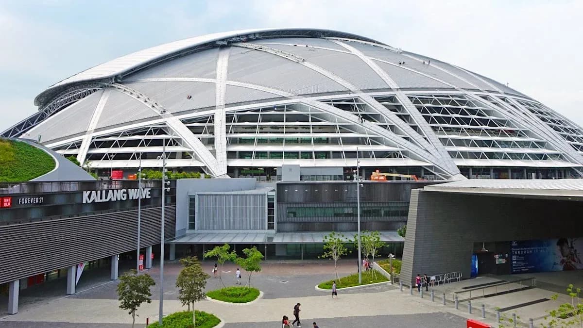Kallang Wave Mall and stadium exterior view