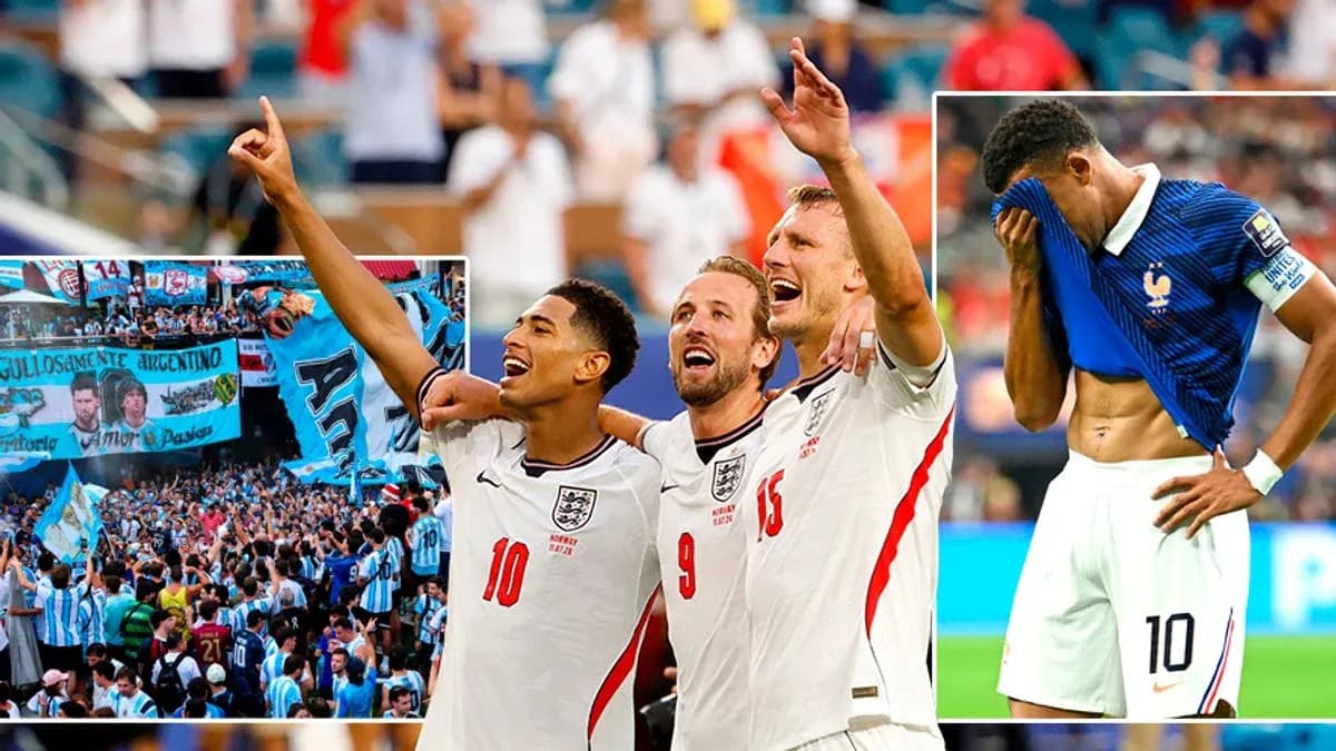 England players celebrating with fans during match
