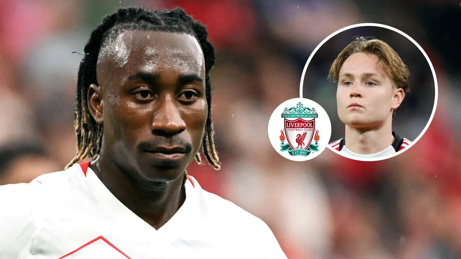 Futbolchi maydonda, Liverpool logotipi bilan