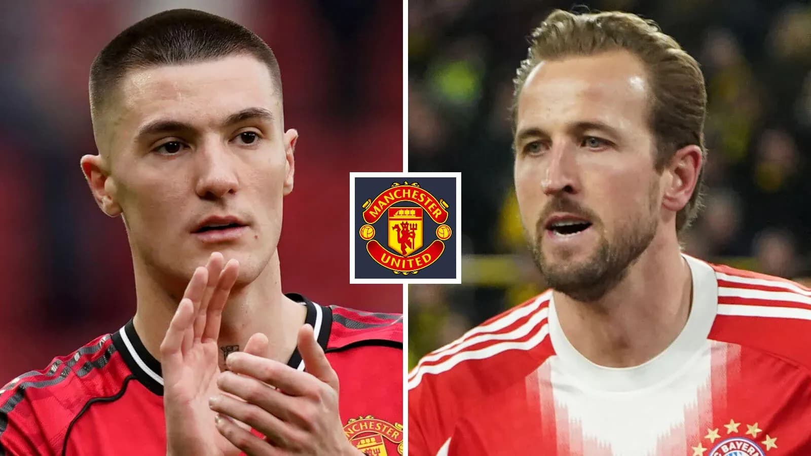 Two football players with Manchester United logo