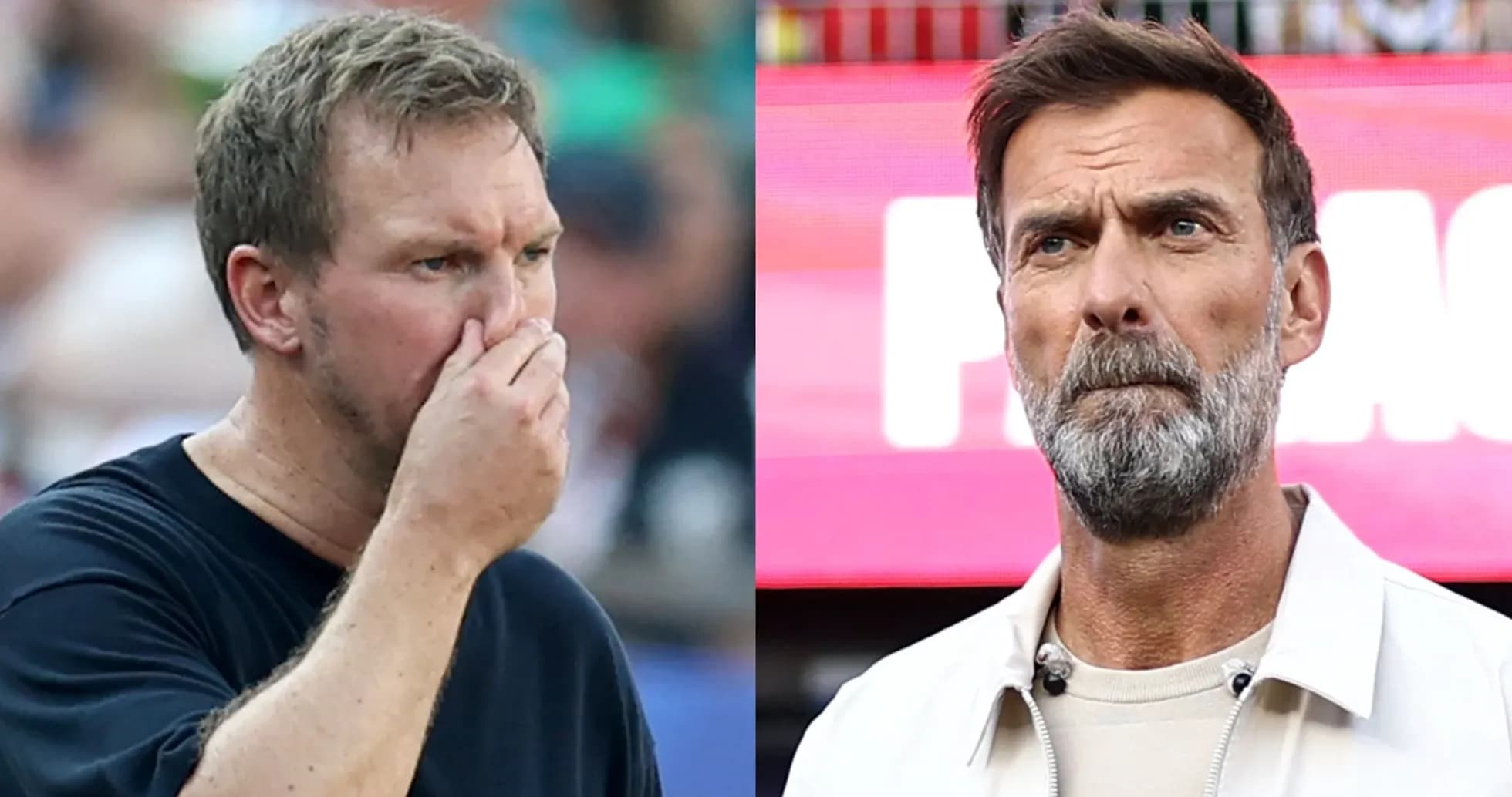 Two coaches observing the match with concern