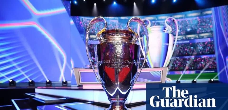 UEFA Champions League trophy on stage display