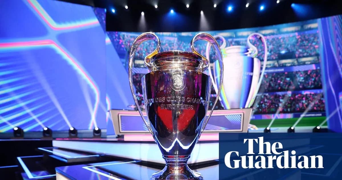 UEFA Champions League trophy on stage display