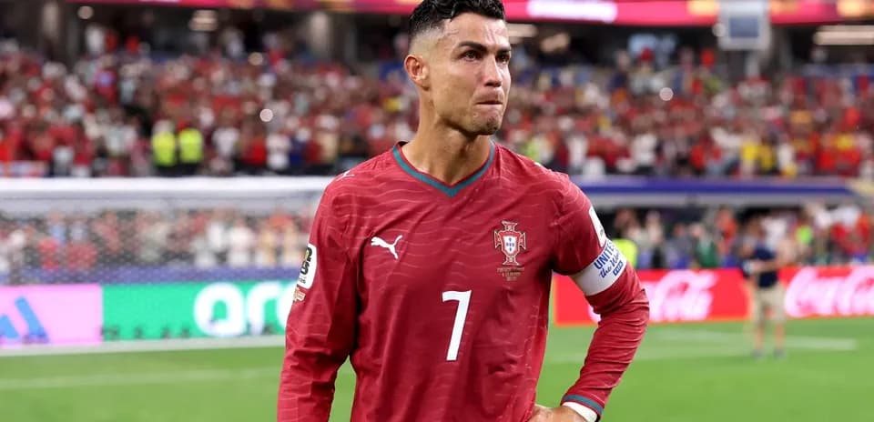 Cristiano Ronaldo in Portugal jersey after match