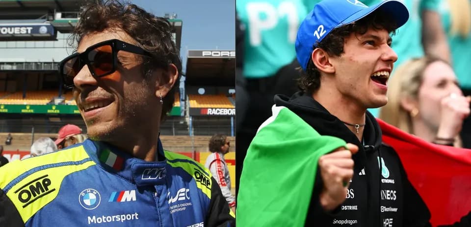 Two racing fans celebrating at a motorsport event