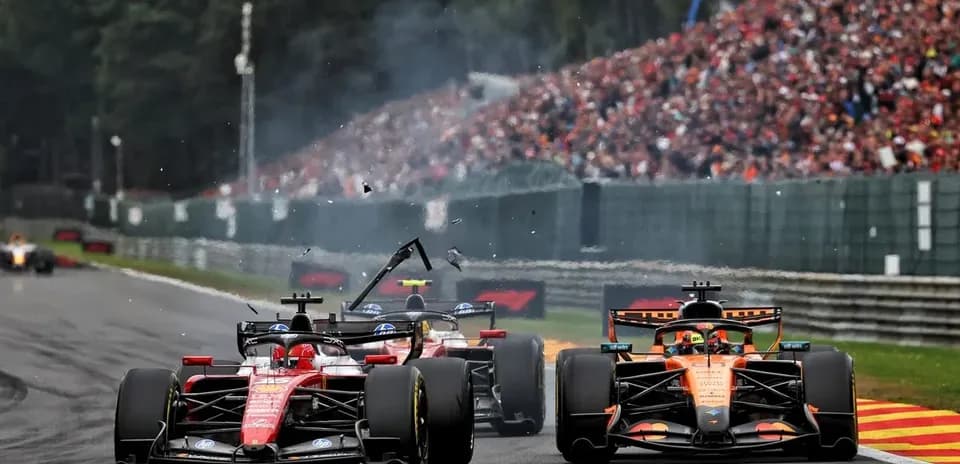 F1 cars in collision during race at Spa