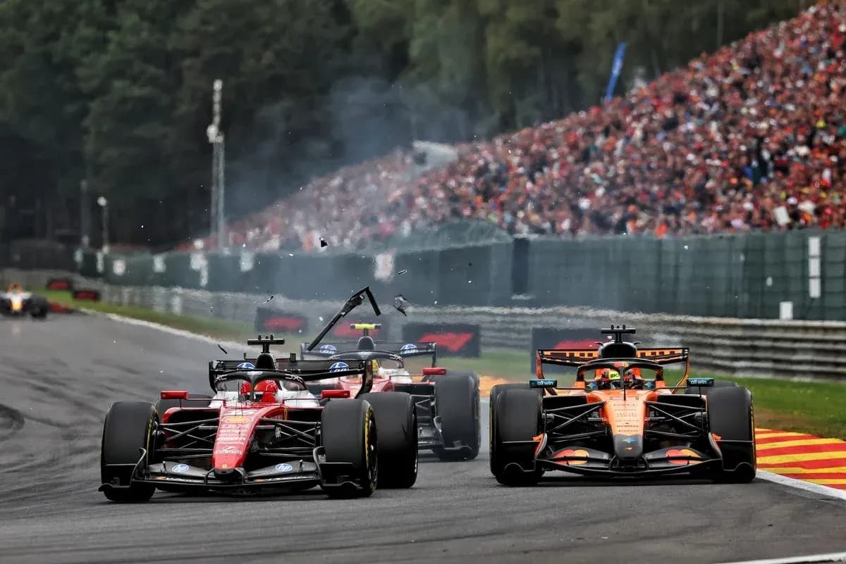 F1 cars in collision during race at Spa