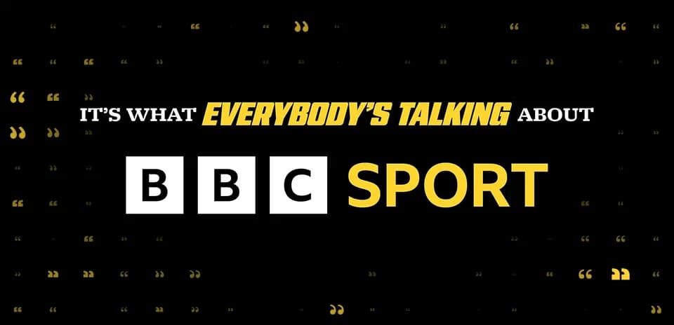 BBC Sport promotional graphic with yellow text