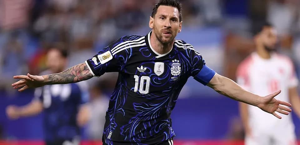Lionel Messi celebrating a goal for Argentina