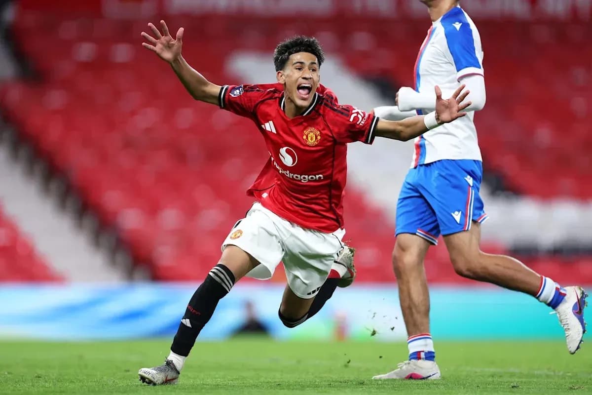 Manchester United player celebrating after scoring goal