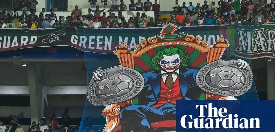 Fan banner featuring Joker character at football match