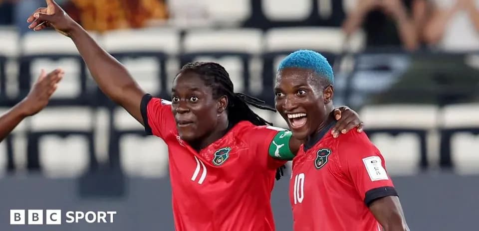 Malawi players celebrating a goal during match
