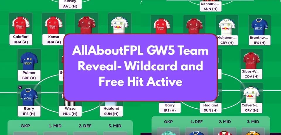 FPL team lineup for Game Week 5 with active strategies