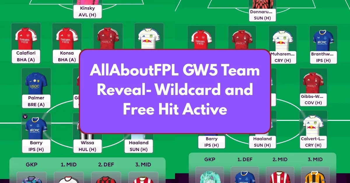 FPL team lineup for Game Week 5 with active strategies