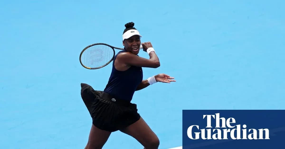 Tennis player hitting a backhand on court