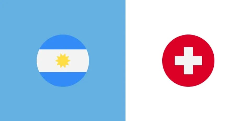 Argentina and Switzerland flags side by side
