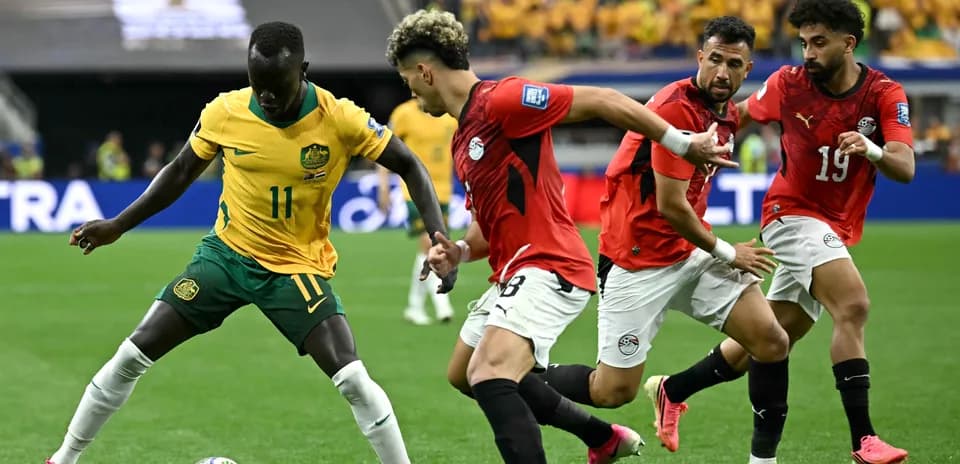 Australia and Egypt players contesting the ball