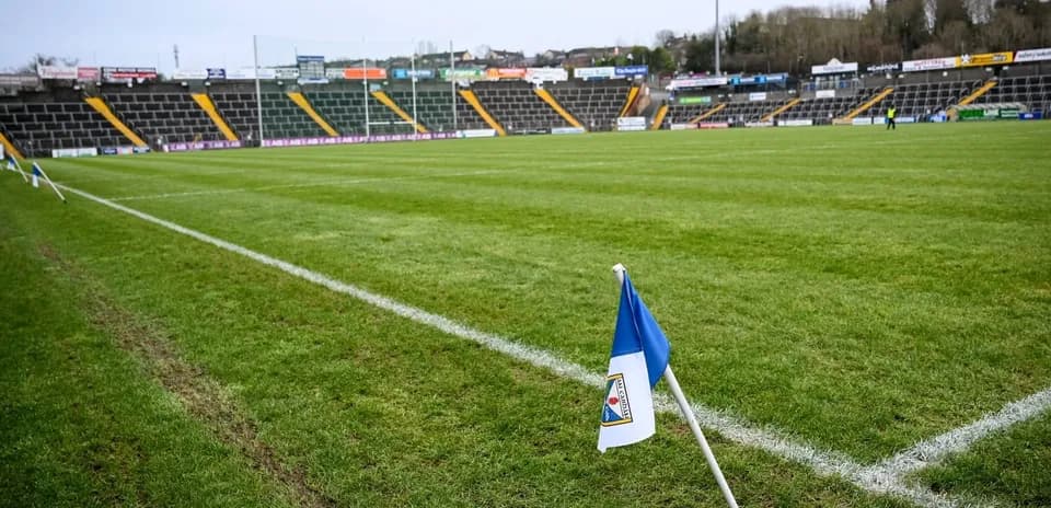 Corner flag at a football stadium field