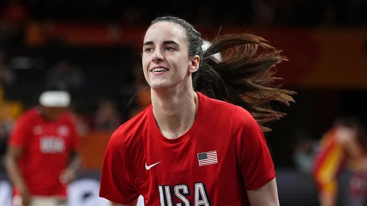 Basketball player warming up in red USA jersey