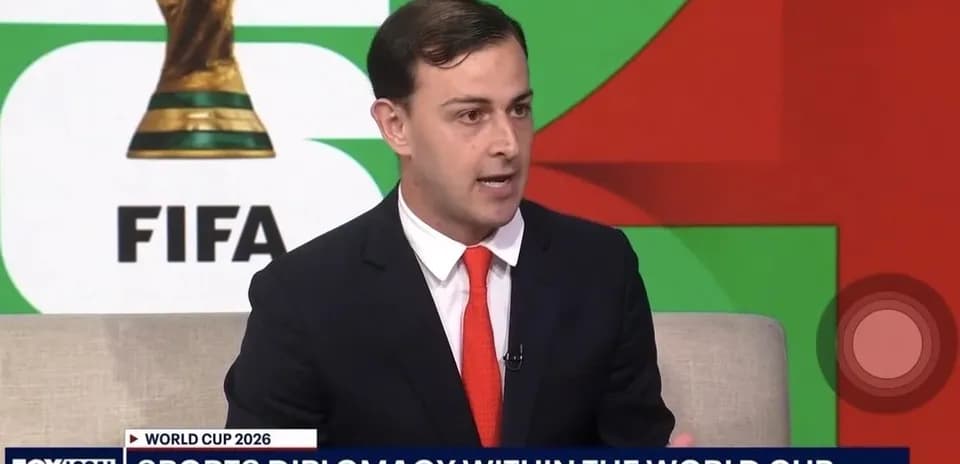 Analyst discussing World Cup 2026 on set