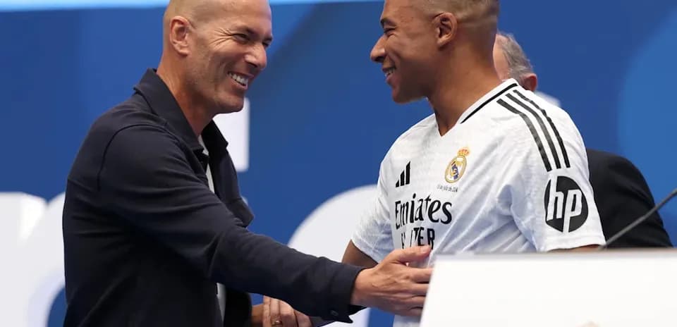 Zinedine Zidane and Kylian Mbappé at press conference
