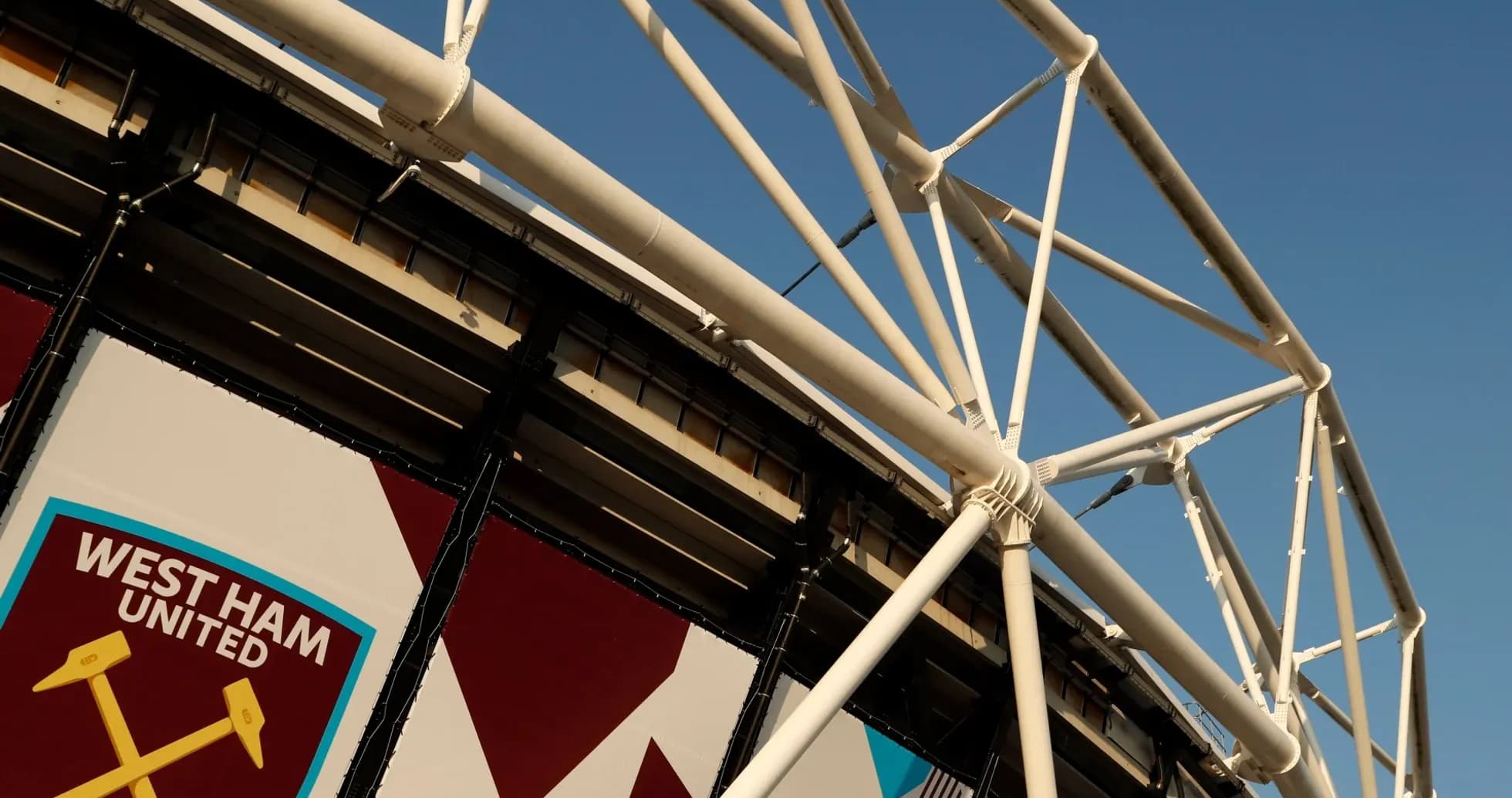 West Ham United stadium exterior with club logo